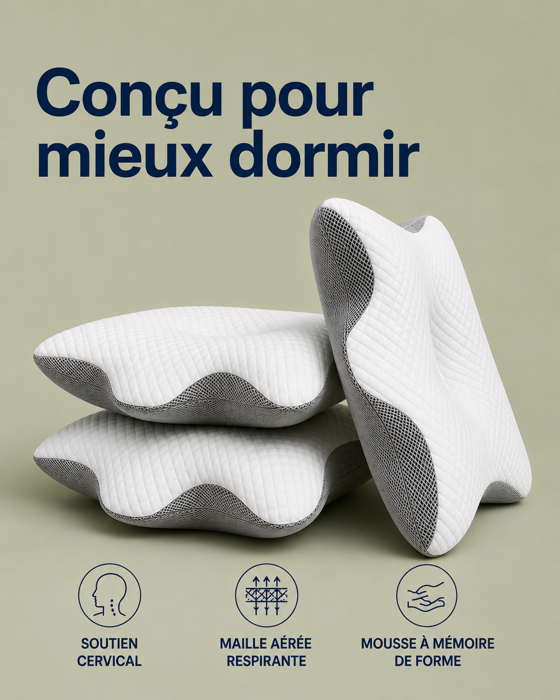MOVA Align™ — Oreiller cervical pour dormir sans douleur